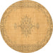 Round Persian Brown Traditional Rug, tr2121brn