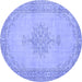 Round Machine Washable Persian Blue Traditional Rug, wshtr2121blu