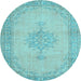 Round Persian Light Blue Traditional Rug, tr2121lblu