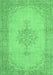 Machine Washable Persian Emerald Green Traditional Area Rugs, wshtr2121emgrn