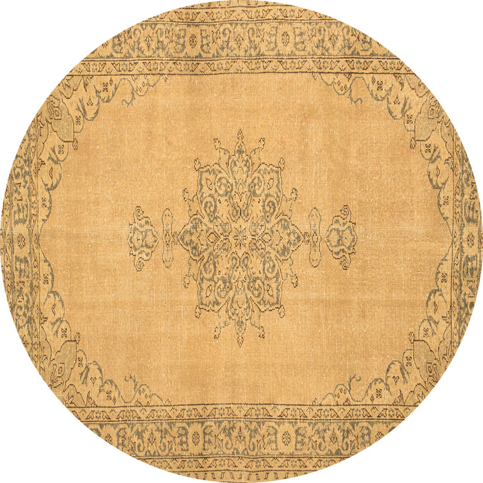 Round Machine Washable Persian Brown Traditional Rug, wshtr2121brn
