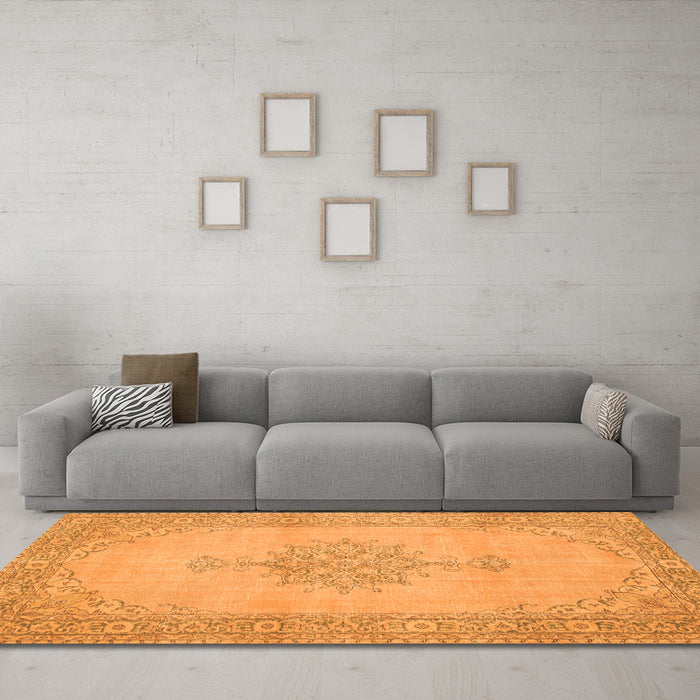 Machine Washable Persian Orange Traditional Area Rugs in a Living Room, wshtr2121org