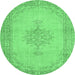 Round Persian Emerald Green Traditional Rug, tr2121emgrn