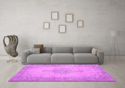 Machine Washable Persian Purple Traditional Area Rugs in a Living Room, wshtr2121pur