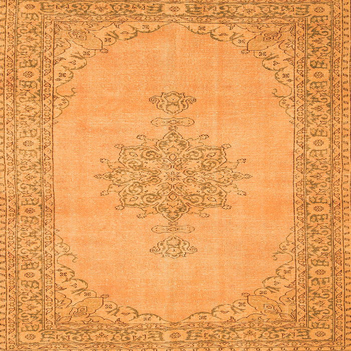 Round Machine Washable Persian Orange Traditional Area Rugs, wshtr2121org
