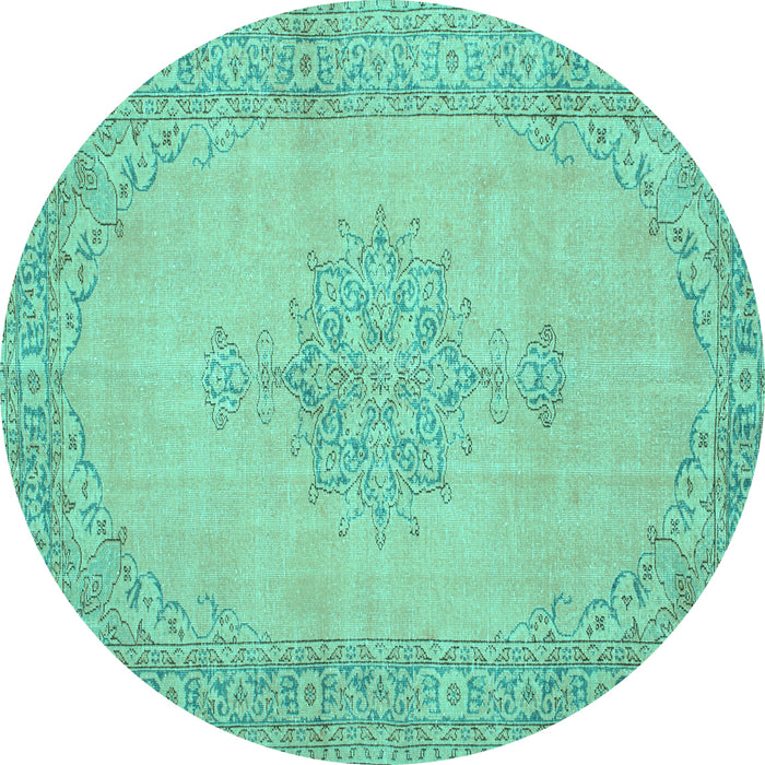 Round Machine Washable Persian Turquoise Traditional Area Rugs, wshtr2121turq