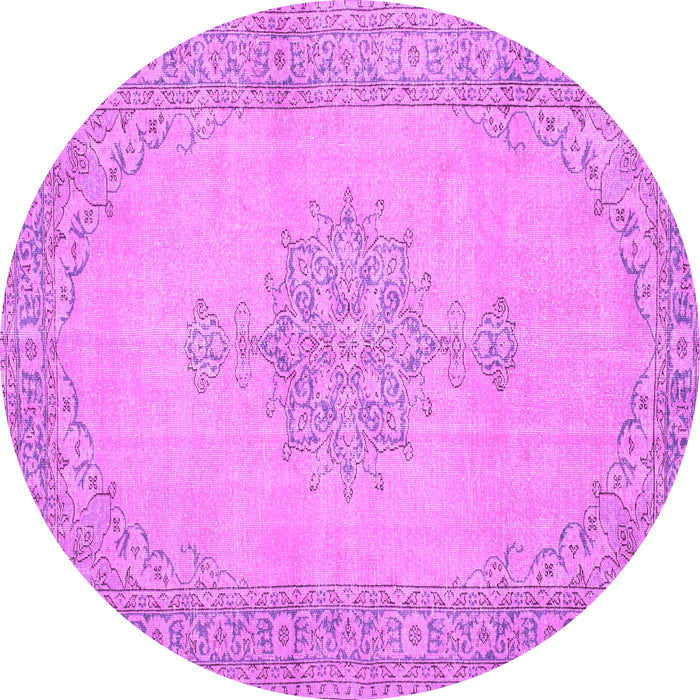 Round Machine Washable Persian Purple Traditional Area Rugs, wshtr2121pur
