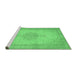 Sideview of Machine Washable Persian Emerald Green Traditional Area Rugs, wshtr2121emgrn