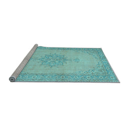 Sideview of Machine Washable Persian Light Blue Traditional Rug, wshtr2121lblu