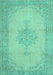 Machine Washable Persian Turquoise Traditional Area Rugs, wshtr2121turq