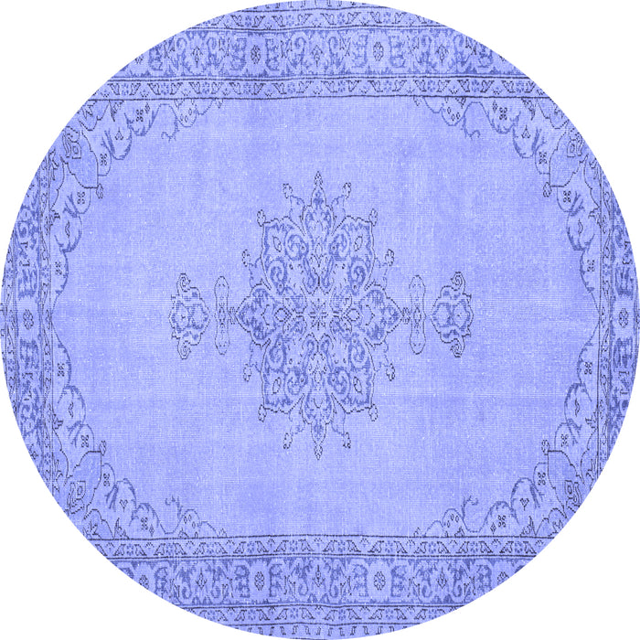 Round Persian Blue Traditional Rug, tr2121blu