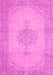 Machine Washable Persian Pink Traditional Rug, wshtr2121pnk