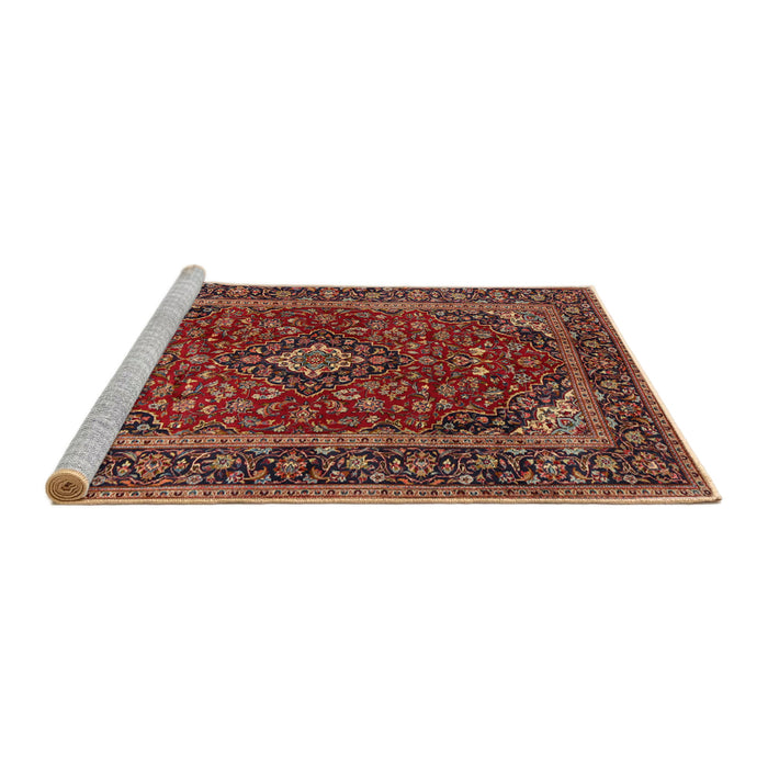 Sideview of Machine Washable Traditional Saffron Red Rug, wshtr2122