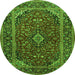 Square Medallion Green Traditional Rug, tr2122grn