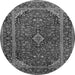 Machine Washable Medallion Gray Traditional Rug, wshtr2122gry