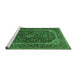 Sideview of Machine Washable Medallion Emerald Green Traditional Area Rugs, wshtr2122emgrn