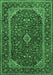 Machine Washable Medallion Emerald Green Traditional Area Rugs, wshtr2122emgrn