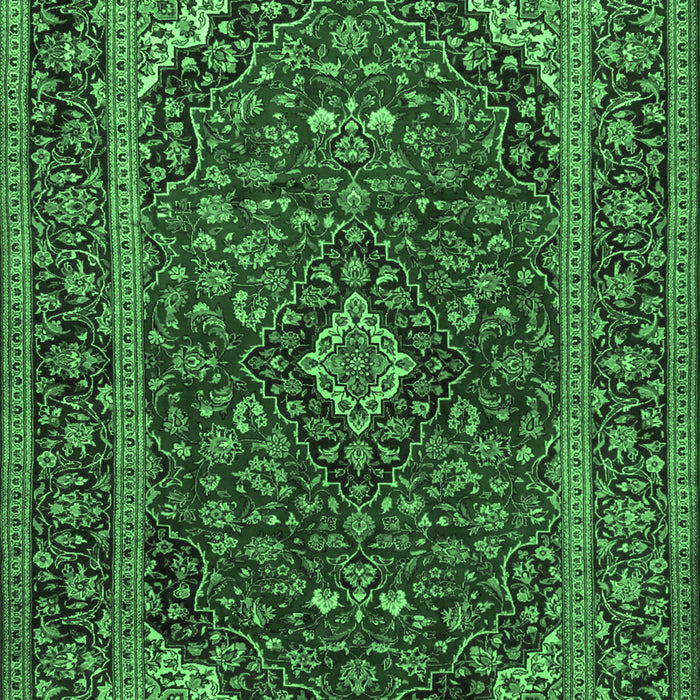 Machine Washable Medallion Emerald Green Traditional Area Rugs, wshtr2122emgrn