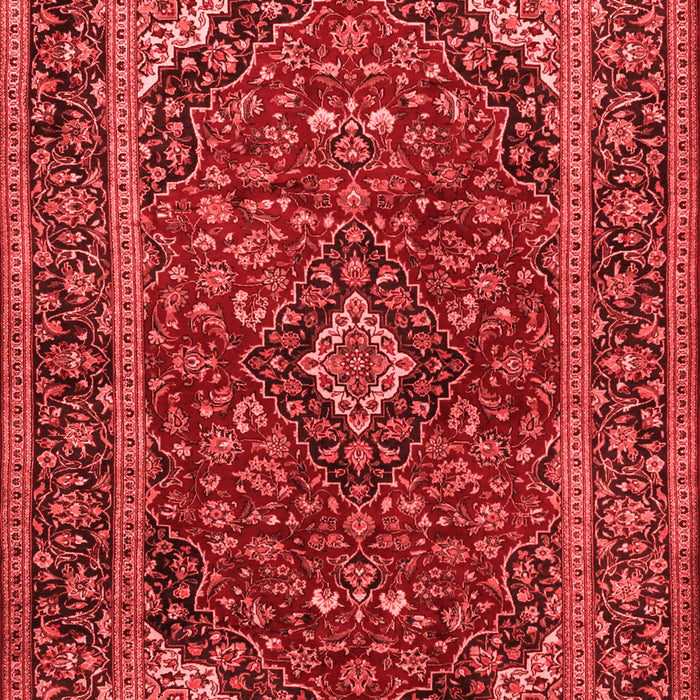 Machine Washable Medallion Red Traditional Rug, wshtr2122red