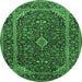 Round Medallion Emerald Green Traditional Rug, tr2122emgrn