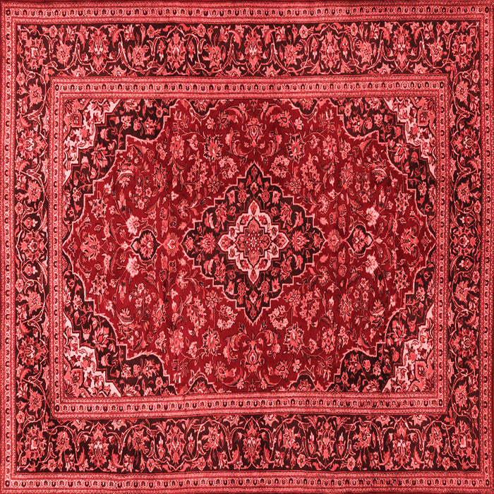 Machine Washable Medallion Red Traditional Rug, wshtr2122red
