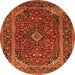 Machine Washable Medallion Orange Traditional Area Rugs, wshtr2122org