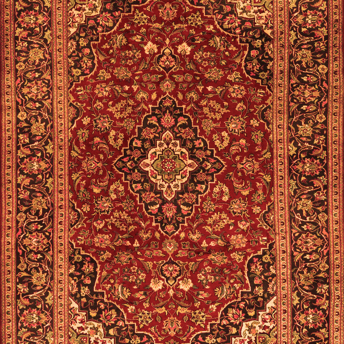 Serging Thickness of Machine Washable Medallion Orange Traditional Area Rugs, wshtr2122org