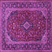 Square Machine Washable Medallion Purple Traditional Area Rugs, wshtr2122pur