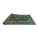 Sideview of Medallion Turquoise Traditional Rug, tr2122turq