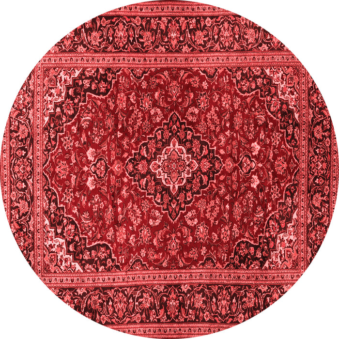 Machine Washable Medallion Red Traditional Rug, wshtr2122red