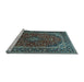 Sideview of Machine Washable Medallion Light Blue Traditional Rug, wshtr2122lblu