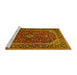 Sideview of Machine Washable Medallion Yellow Traditional Rug, wshtr2122yw