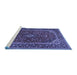 Sideview of Machine Washable Medallion Blue Traditional Rug, wshtr2122blu