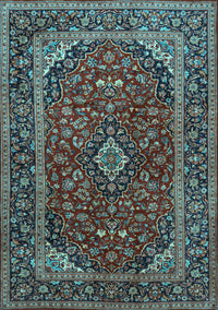 Medallion Light Blue Traditional Rug, tr2122lblu