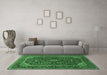 Machine Washable Medallion Emerald Green Traditional Area Rugs in a Living Room,, wshtr2122emgrn