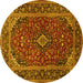 Round Medallion Yellow Traditional Rug, tr2122yw