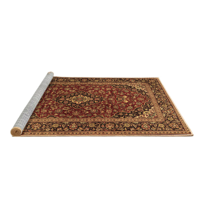 Sideview of Machine Washable Medallion Brown Traditional Rug, wshtr2122brn