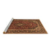 Sideview of Machine Washable Medallion Brown Traditional Rug, wshtr2122brn