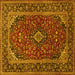 Square Medallion Yellow Traditional Rug, tr2122yw