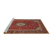 Sideview of Machine Washable Traditional Orange Brown Rug, wshtr2123