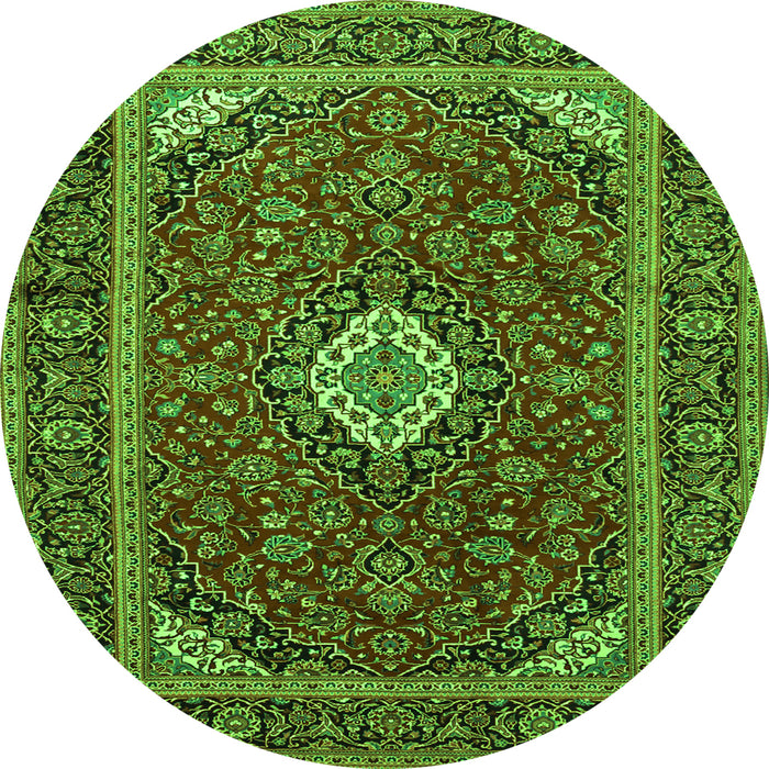 Machine Washable Medallion Green Traditional Area Rugs, wshtr2123grn