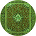 Machine Washable Medallion Green Traditional Area Rugs, wshtr2123grn