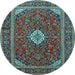 Round Medallion Light Blue Traditional Rug, tr2123lblu