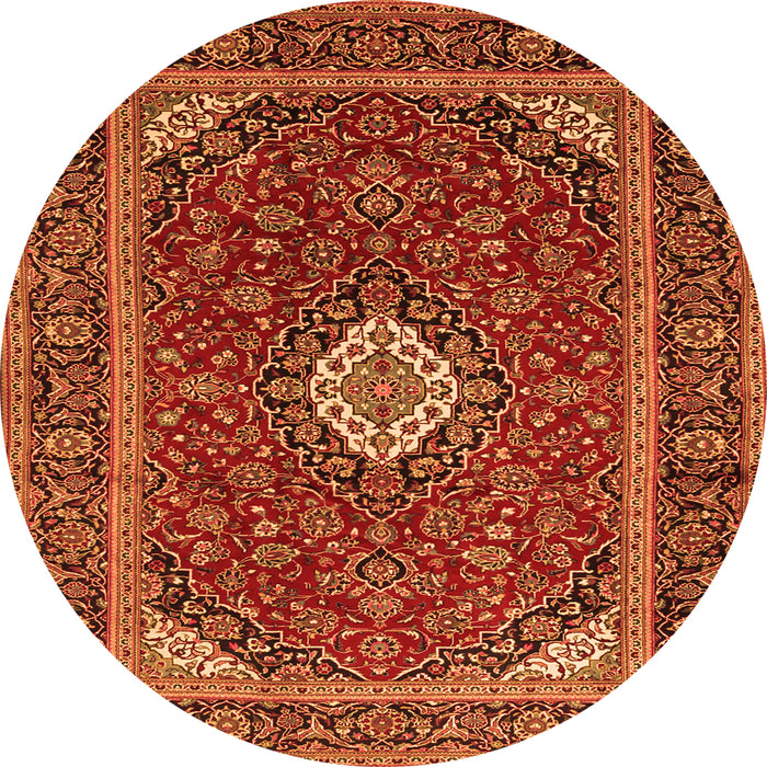 Machine Washable Medallion Orange Traditional Area Rugs, wshtr2123org