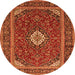 Machine Washable Medallion Orange Traditional Area Rugs, wshtr2123org