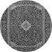 Machine Washable Medallion Gray Traditional Rug, wshtr2123gry