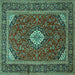 Square Medallion Turquoise Traditional Rug, tr2123turq