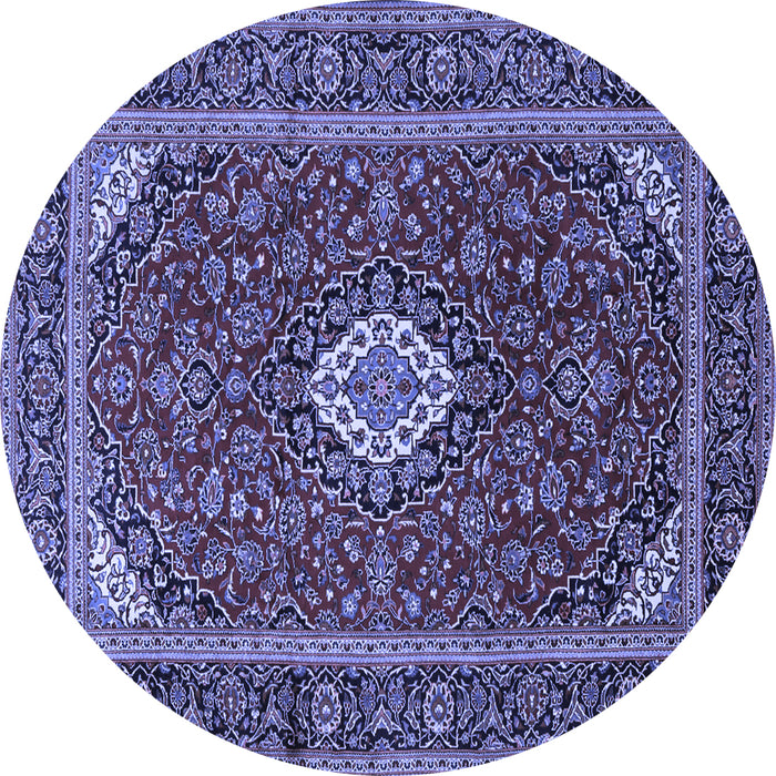 Round Medallion Blue Traditional Rug, tr2123blu