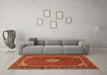 Machine Washable Medallion Orange Traditional Area Rugs in a Living Room, wshtr2123org