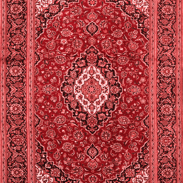 Machine Washable Medallion Red Traditional Rug, wshtr2123red